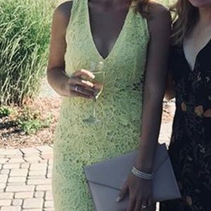 Yellow lace fit and flare peplum dress- worn once!